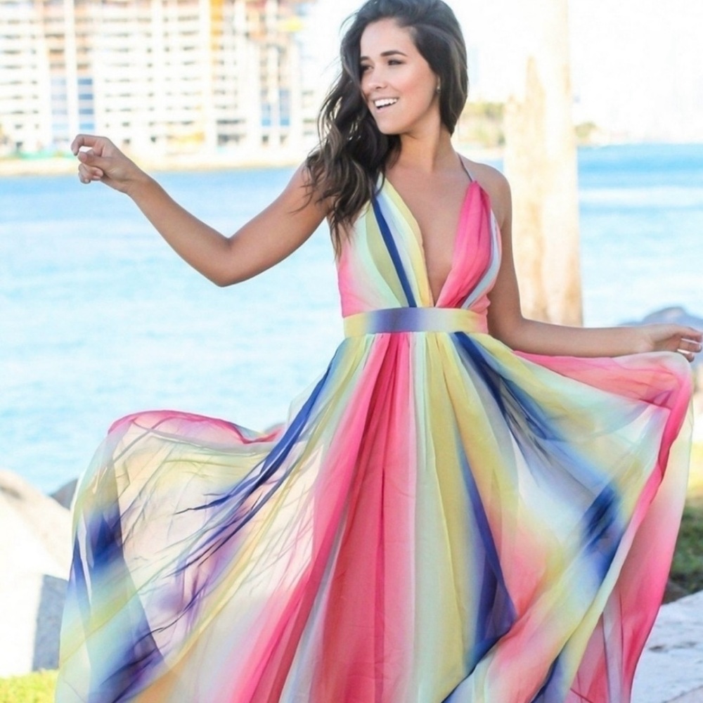 Puzzle‎ Multi Color Maxi Dress Size Medium